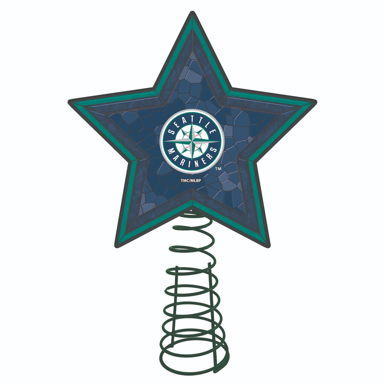 The Memory Company 10" Lighted Green and Blue Star MLB Seattle Mariners Christmas Tree Topper